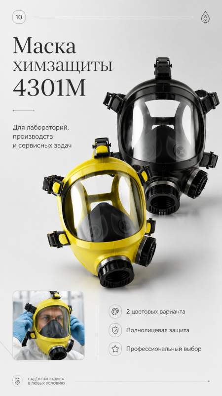 Маска панорамная БРИЗ-4301М (ППМ-88) черная
